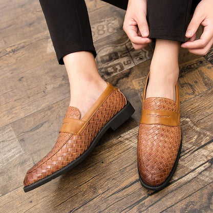 Howard | Woven Leather Penny Loafers