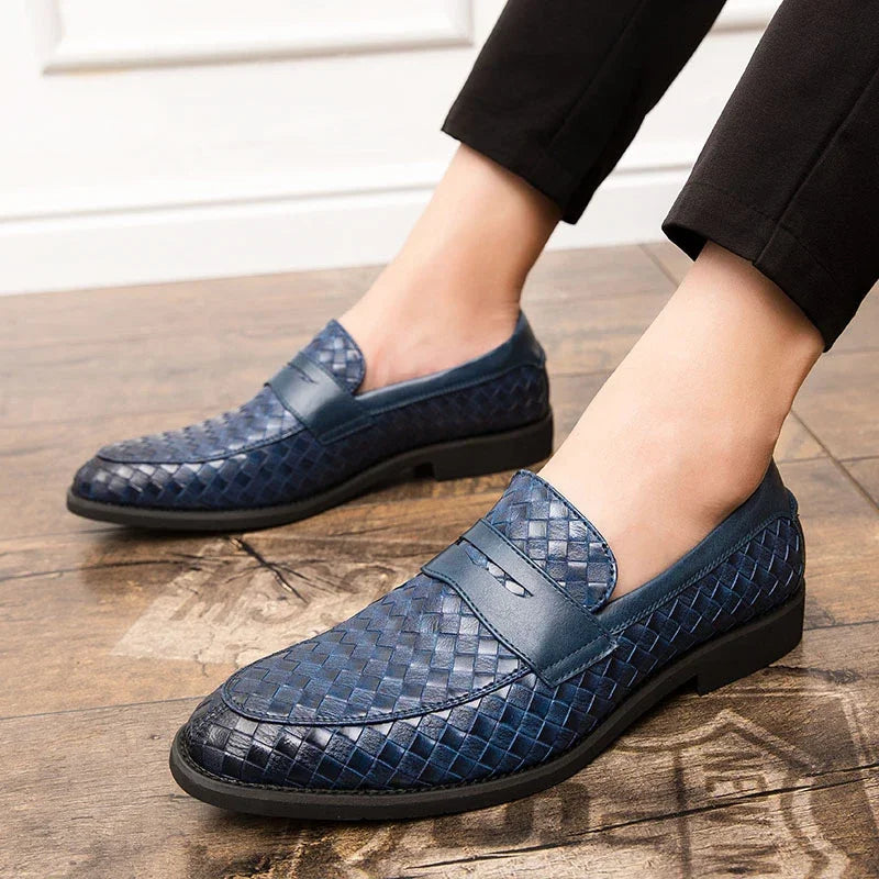 Howard | Woven Leather Penny Loafers