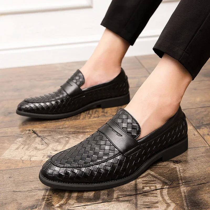 Howard | Woven Leather Penny Loafers