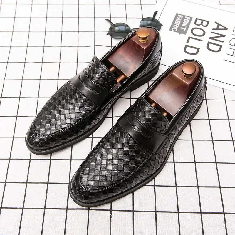 Howard | Woven Leather Penny Loafers