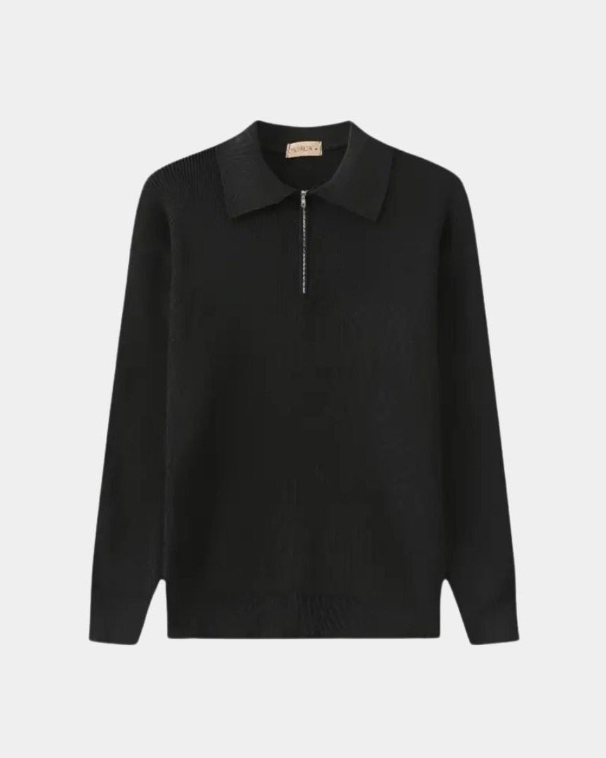 Ellis | Light Grey Knit Polo Jumper