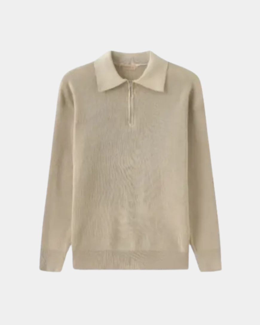 Ellis | Light Grey Knit Polo Jumper