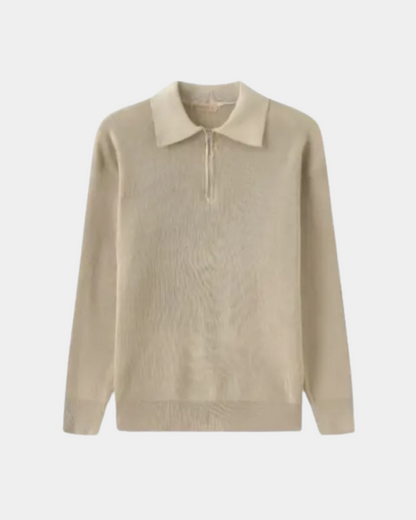 Ellis | Light Grey Knit Polo Jumper