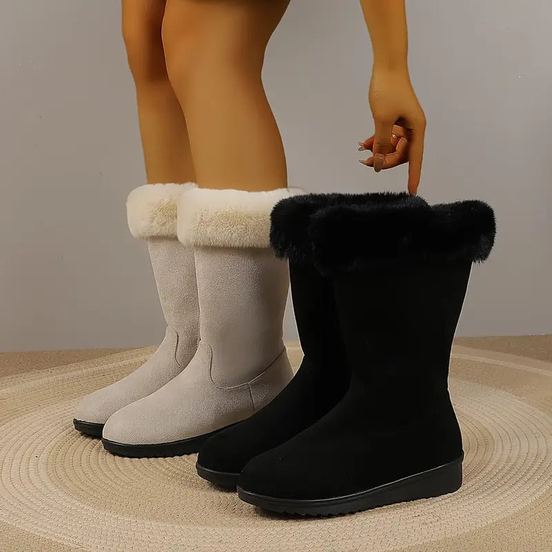 Elsie | Beige Faux-Fur Winter Boots