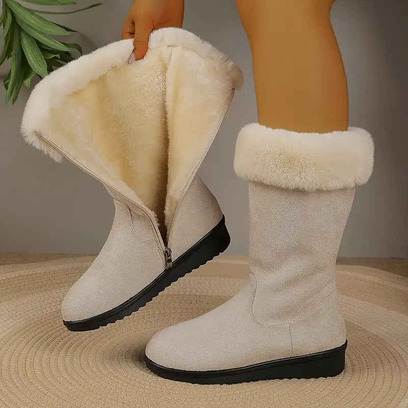 Elsie | Beige Faux-Fur Winter Boots