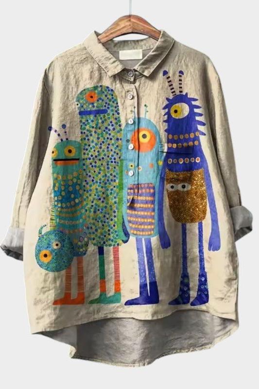 Elaine | Cream Owl Print Shirt
