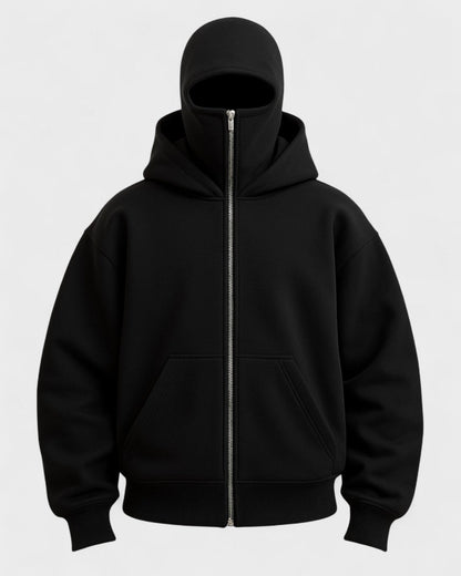 Elinor | Black Oversized Zip Hoodie