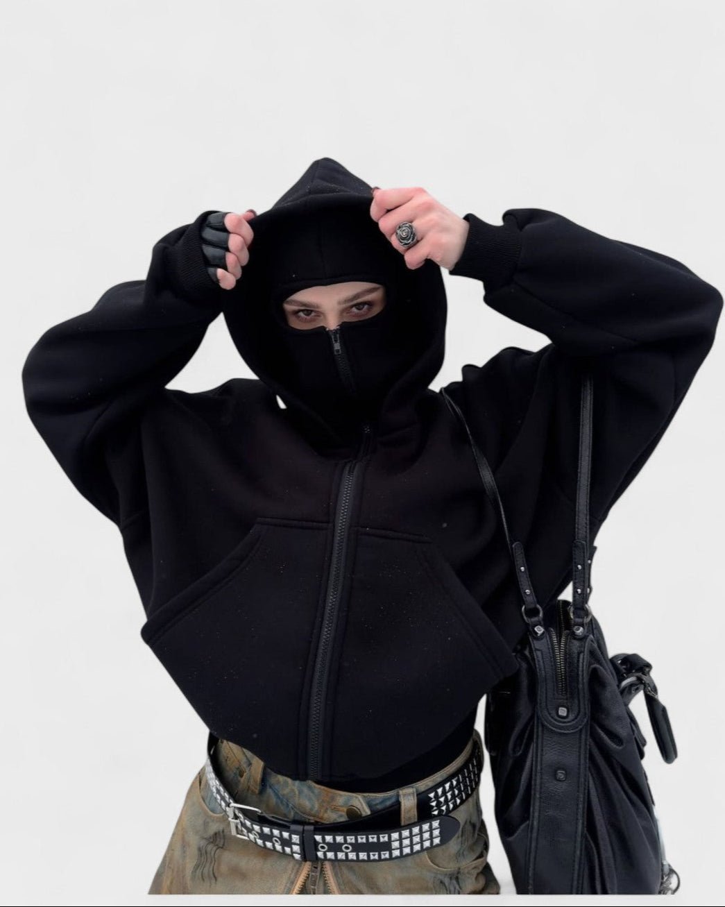 Elinor | Black Oversized Zip Hoodie