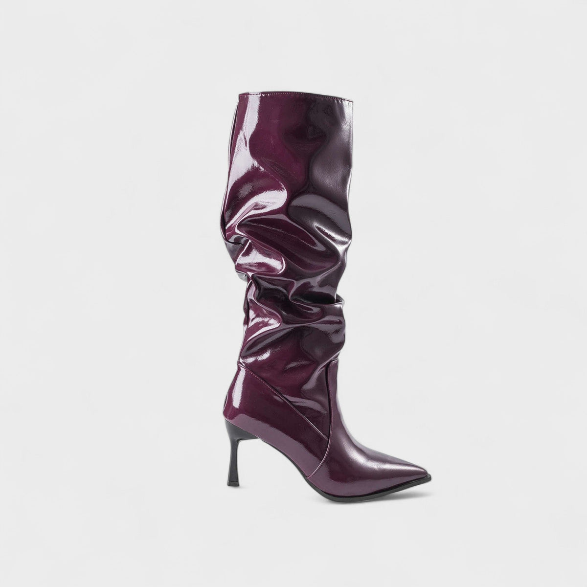 Elinor | Burgundy Patent Knee-High Boots