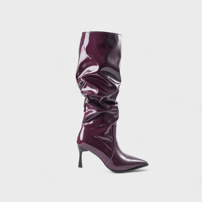 Elinor | Burgundy Patent Knee-High Boots