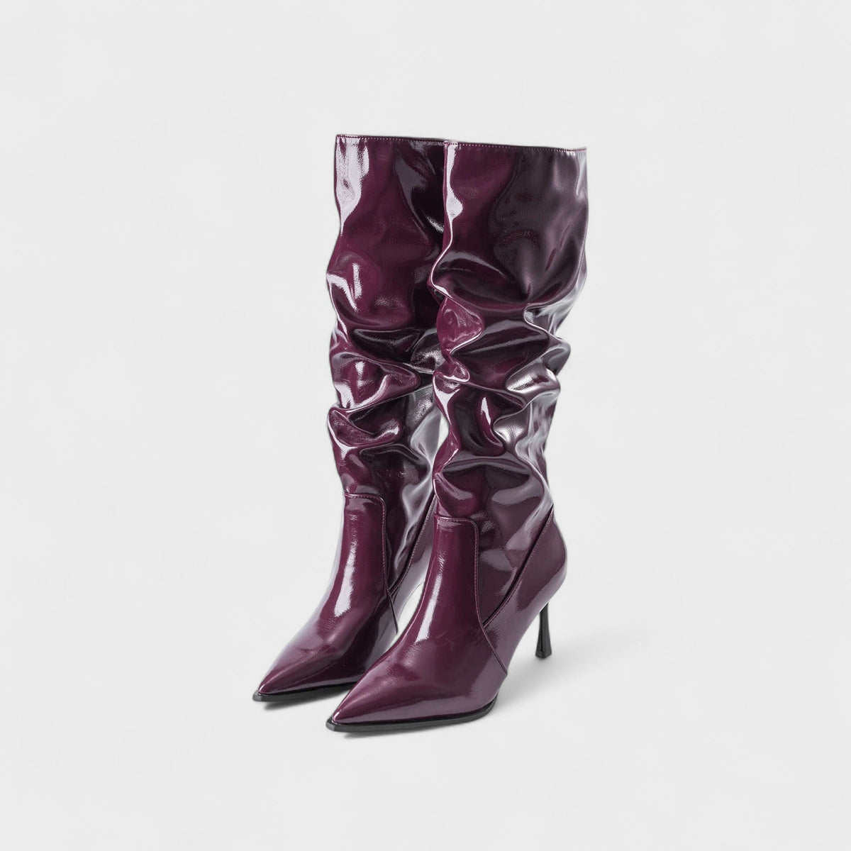 Elinor | Burgundy Patent Knee-High Boots