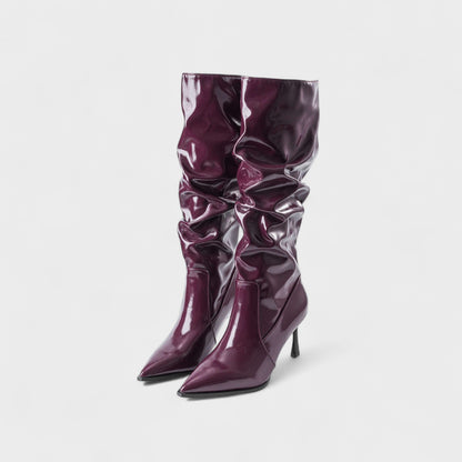 Elinor | Burgundy Patent Knee-High Boots