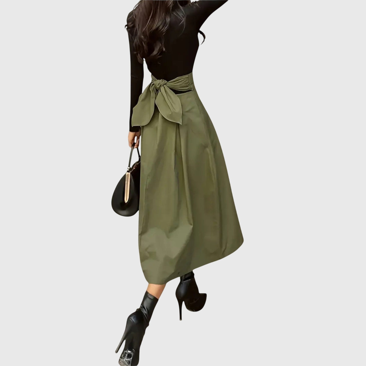 Elinor | Olive A-Line Midi Skirt