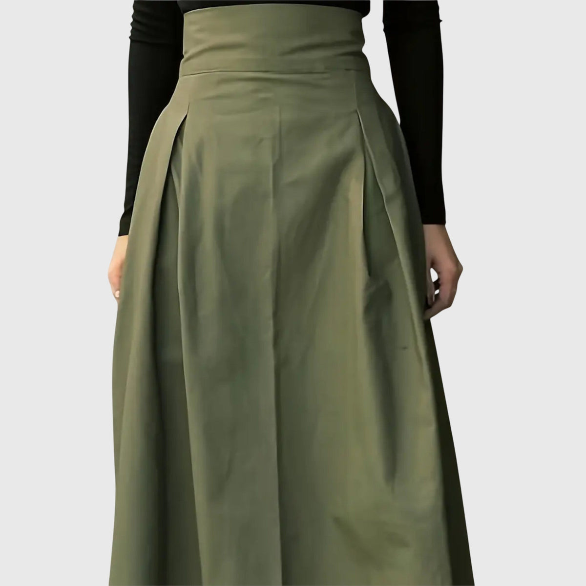 Elinor | Olive A-Line Midi Skirt