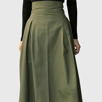 Elinor | Olive A-Line Midi Skirt