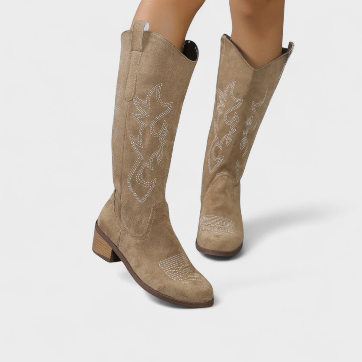 Elsa | Tan Embroidered Western Boots