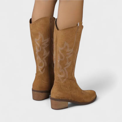 Elsa | Tan Embroidered Western Boots