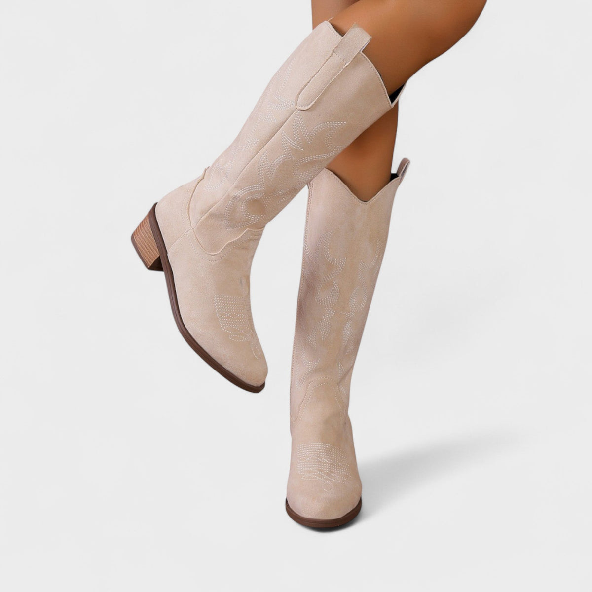 Elsa | Tan Embroidered Western Boots