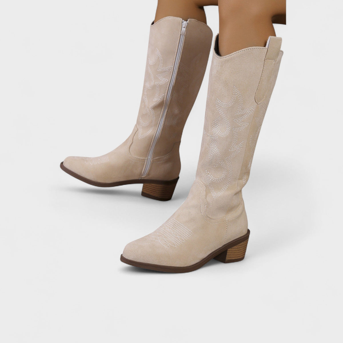 Elsa | Tan Embroidered Western Boots