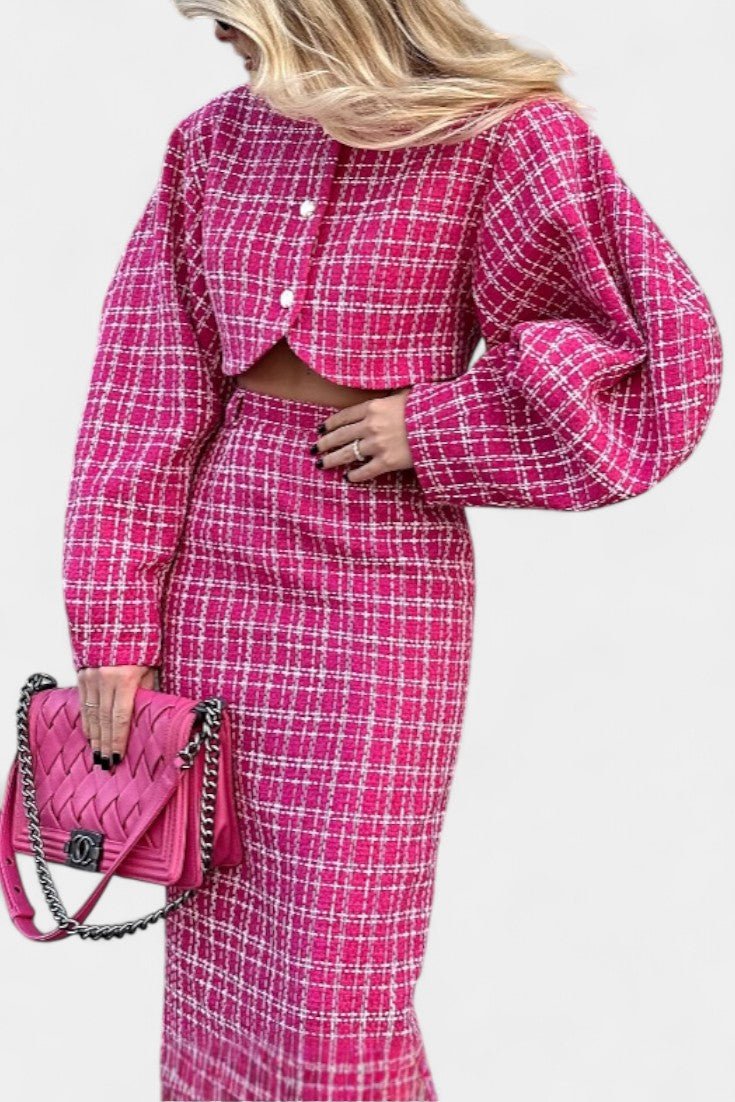 Ella | Pink Check Jacket & Trouser Set
