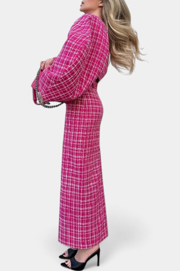 Ella | Pink Check Jacket & Trouser Set