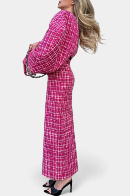 Ella | Pink Check Jacket & Trouser Set