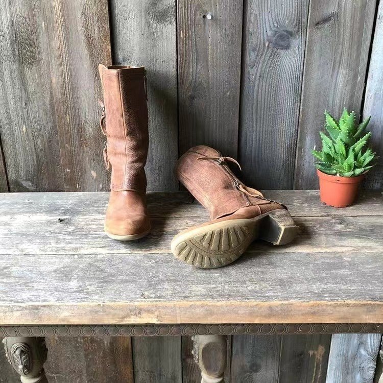 Ellen | Vintage Brown Mid-Calf Boots