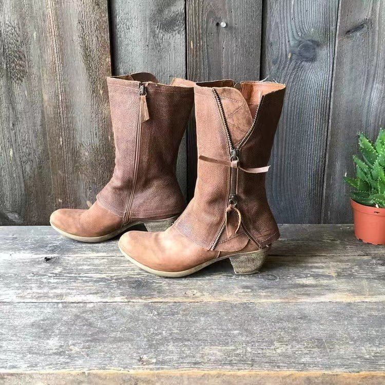 Ellen | Vintage Brown Mid-Calf Boots