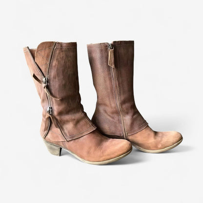 Ellen | Vintage Brown Mid-Calf Boots