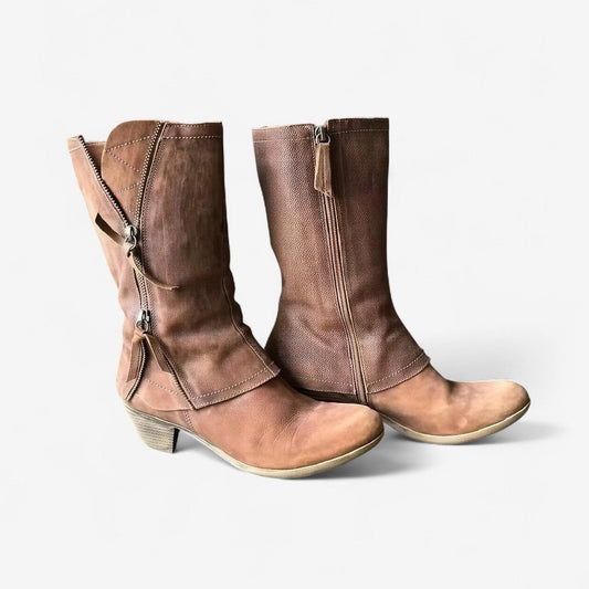 Ellen | Vintage Brown Mid-Calf Boots