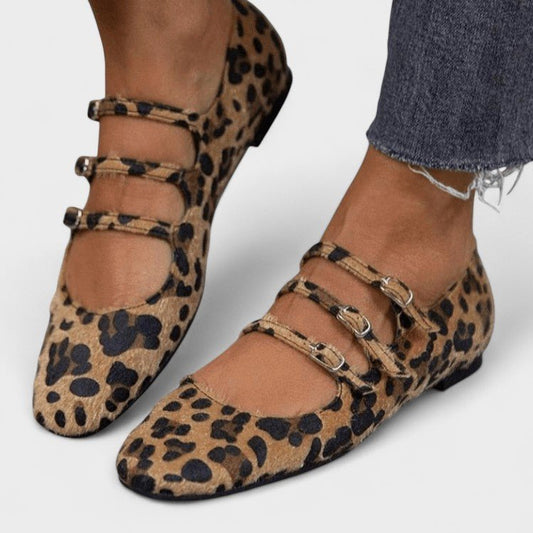 Ellen | Leopard Multi-Strap Mary Jane Flats