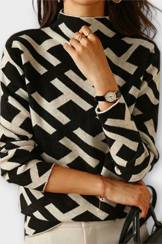 Ellen | Black Geometric Print Jumper