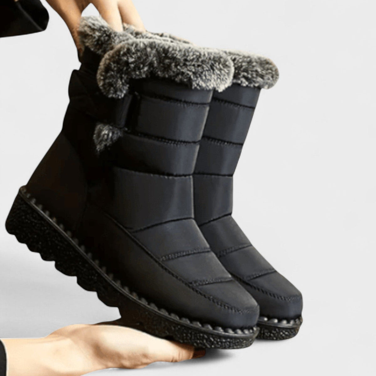 Ellen | Grey Faux-Fur Winter Boots