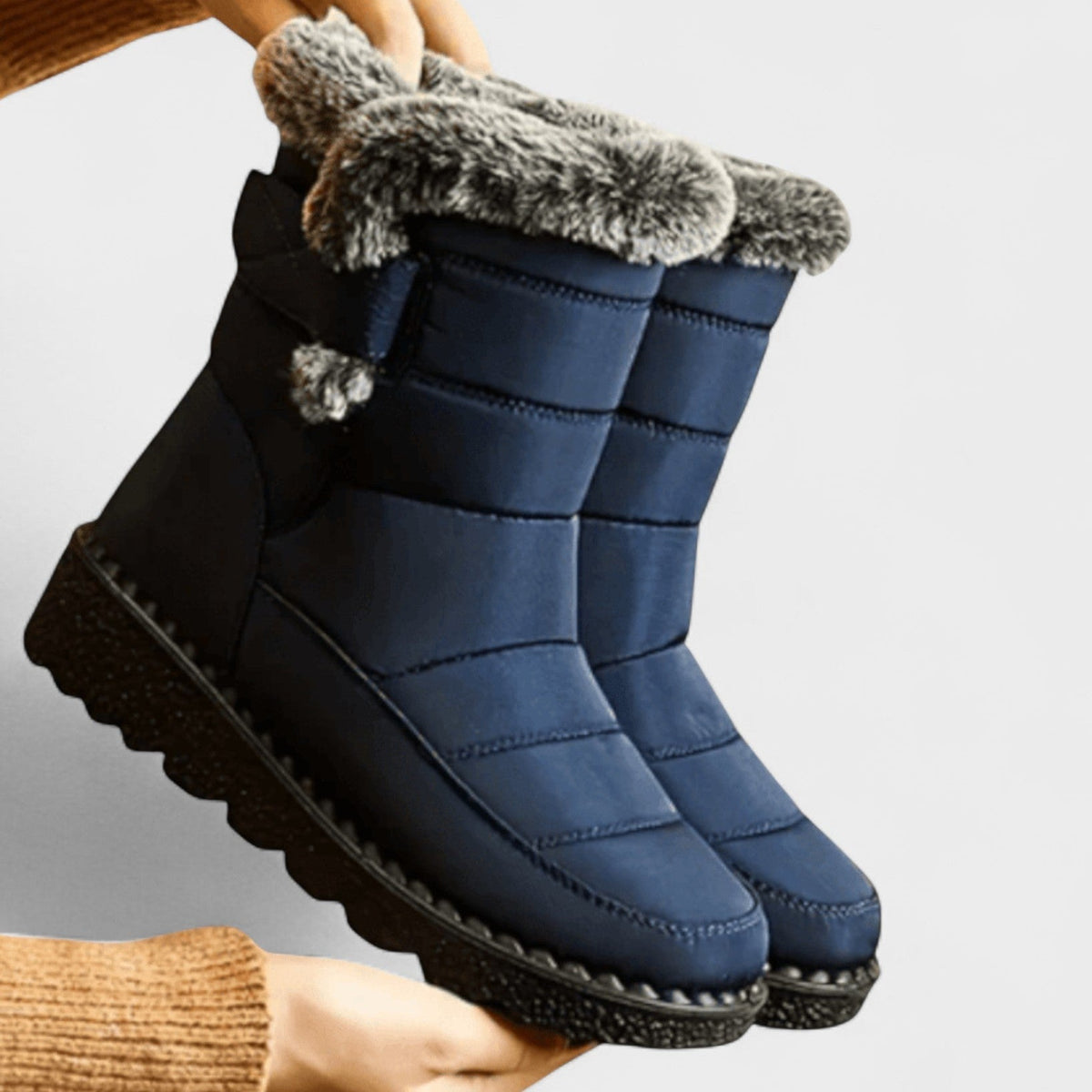 Ellen | Grey Faux-Fur Winter Boots