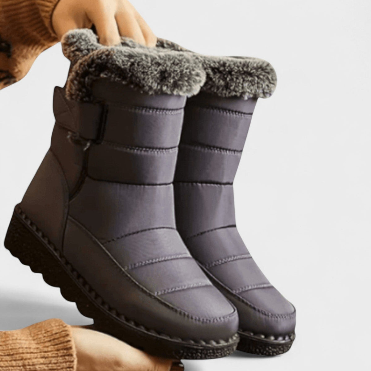 Ellen | Grey Faux-Fur Winter Boots
