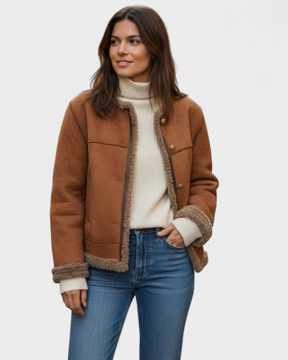 Eleanor | Tan Shearling-Look Jacket