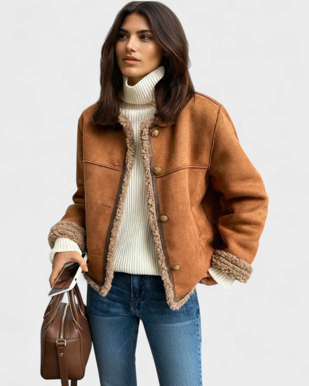 Eleanor | Tan Shearling-Look Jacket