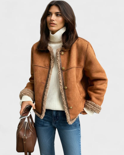 Eleanor | Tan Shearling-Look Jacket