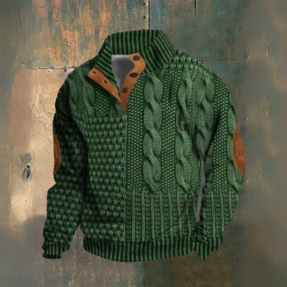 Elliot | Navy Cable-Knit High-Collar Jumper