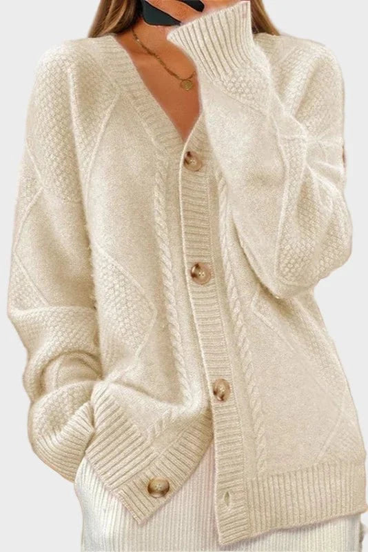 Eloise | Cream Cable-Knit Cardigan