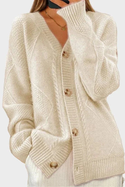 Eloise | Cream Cable-Knit Cardigan