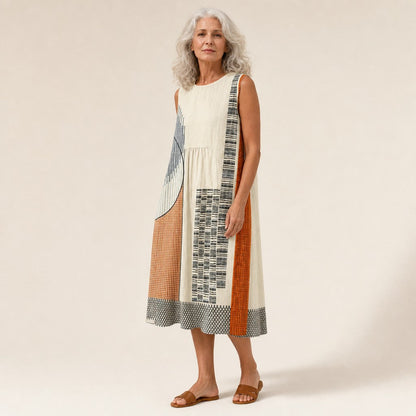 Kirsten | Graphic Patchwork Sleeveless Midi Dress