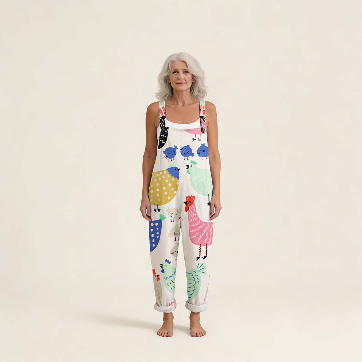 Maisie | Colourful Bird Print Dungarees