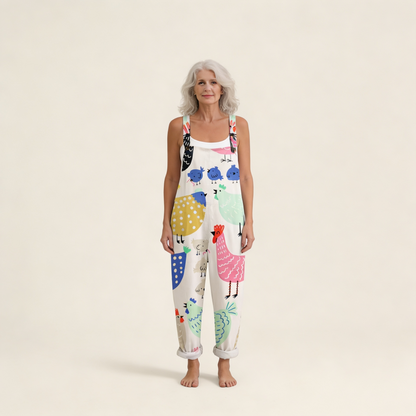 Maisie | Colourful Bird Print Dungarees