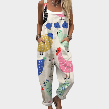 Maisie | Colourful Bird Print Dungarees