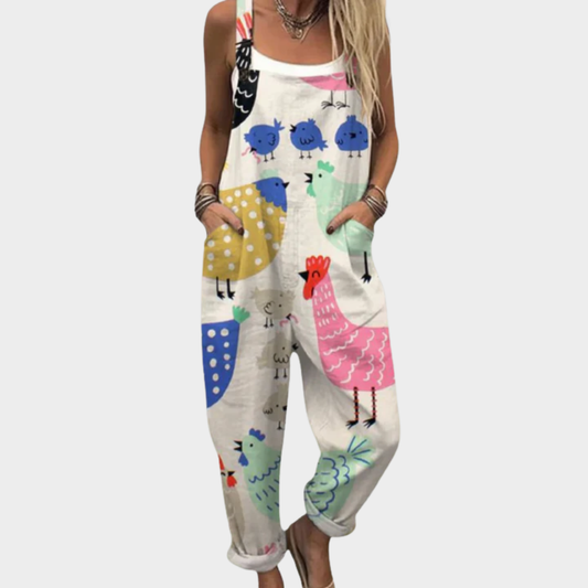 Maisie | Colourful Bird Print Dungarees