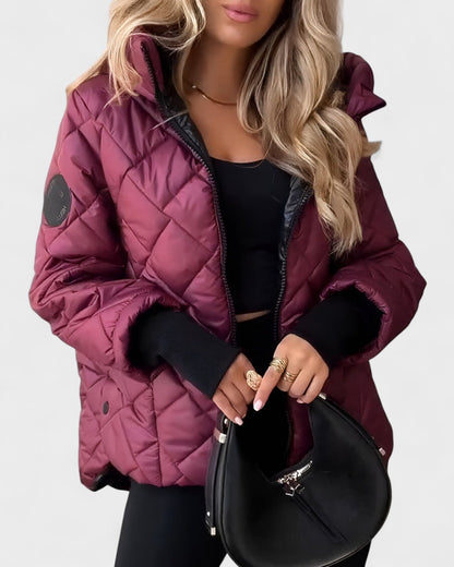 Emma | Burgundy Quilted Hooded Jacket