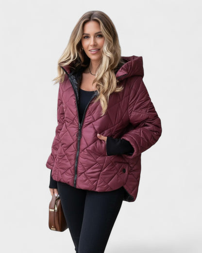 Emma | Burgundy Quilted Hooded Jacket
