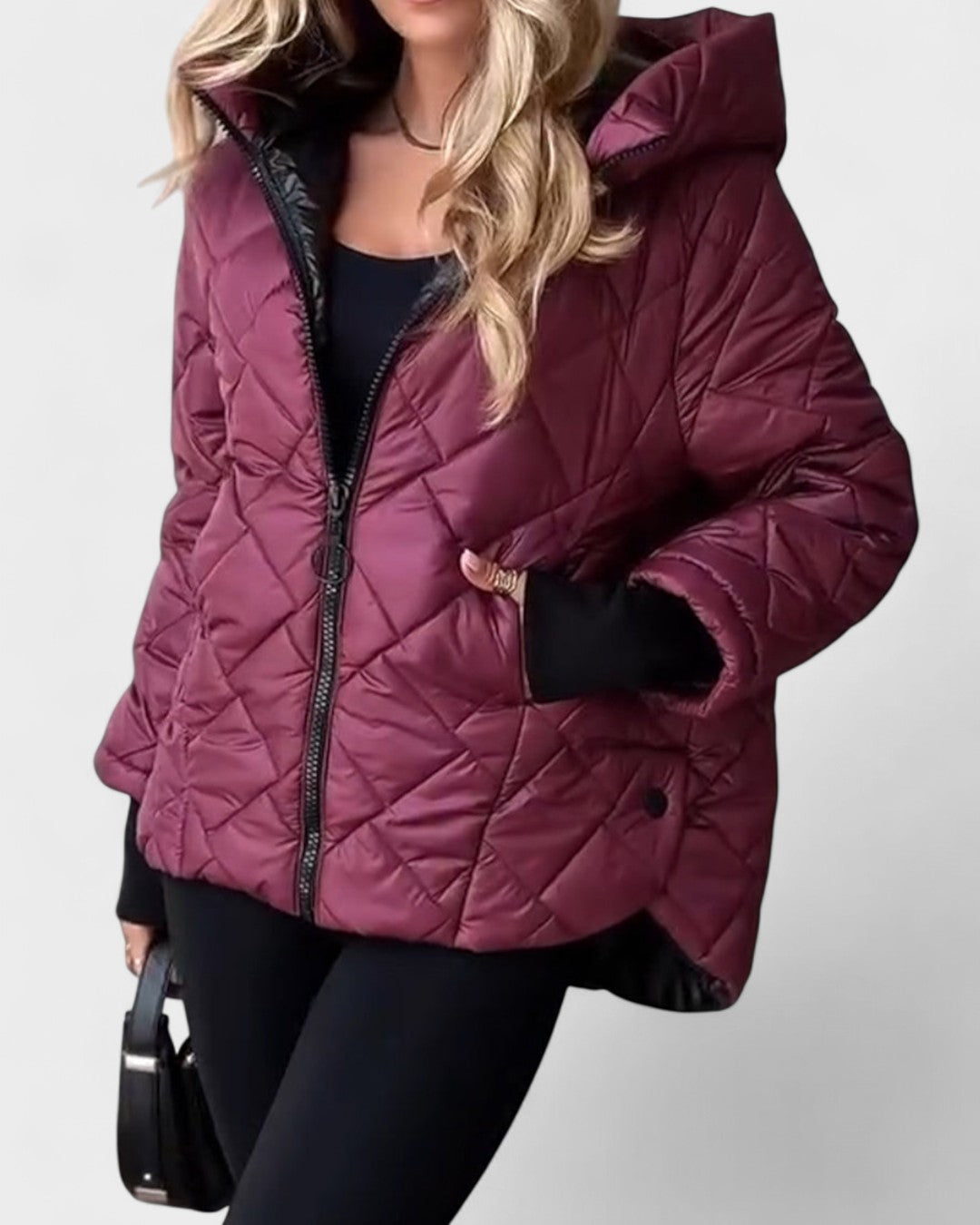 Emma | Burgundy Quilted Hooded Jacket