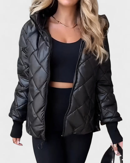 Emma | Burgundy Quilted Hooded Jacket